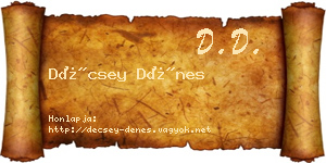 Décsey Dénes névjegykártya