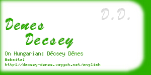 denes decsey business card