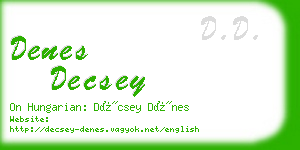 denes decsey business card